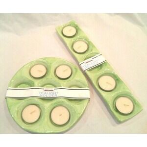 Luminessence Candles Tealight Holders Round Rectangular Set of 2 Pick Green Blue